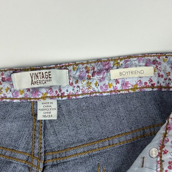 Vintage America Jeans Womens 16/33 (38x25) Boyfriend Blue Denim Floral Cottage - Picture 11 of 14
